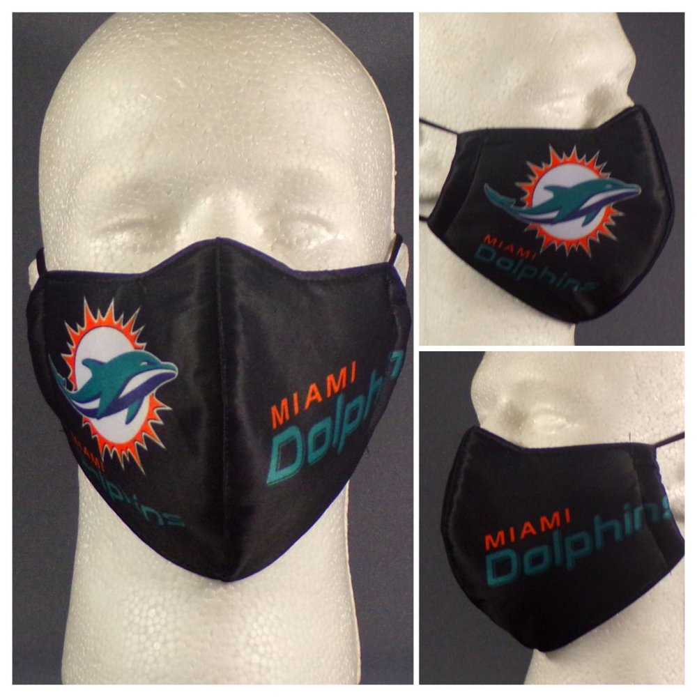 "Miami Dolphins Logo" Digitally Printed Double Layered Adult Facemask